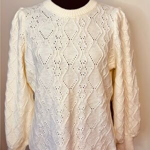 Tahari Cream Textured Knit Sweater